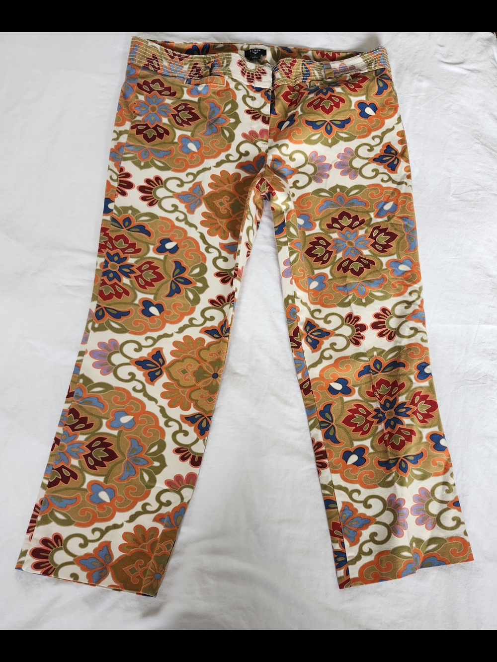 J. Crew Multicolor Floral Medallion Wide-Leg Jeans